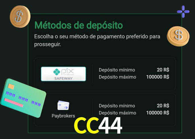 O cassino CC44 oferece uma grande variedade de métodos de pagamento